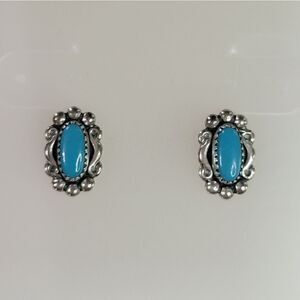 Native American Sterling Silver Turquoise Post Stud Earrings